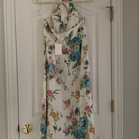 NWT Zimmermann White Floral Linen Midi Dress - Picture 4 of 5